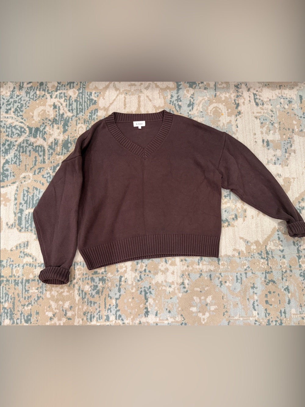 Bohme Oversized  V-Neck Women's Sweater in Dark Brown